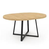 Fireli table à manger ronde extensible 120-160 bois et noir
