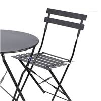 Le Mistral ensemble table et 2 chaises pliables en métal noir