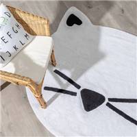 Suivre petit tapis chat en coton noir et blanc