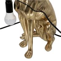 Doggy lampe de table en résine chien lévrier doré câble noir H36cm