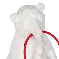 Teddy lampe de table en polyurésine ours blanc câble rouge H25cm