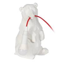 Teddy lampe de table en polyurésine ours blanc câble rouge H25cm
