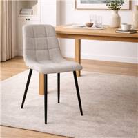 Nancy chaise matelassé grise en tissu grosse maille pieds métal