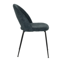 Rave chaise dossier arrondi en tissu bleu foncé pieds métal