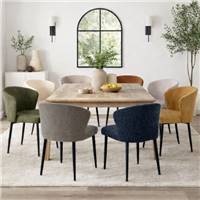 Bardo chaise dossier incurvé en tissu blanc