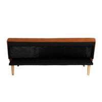 Alex Canapé-lit convertible en tissu orange terracotta et bois