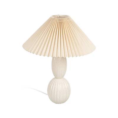 Oliag lampe de table 2 formes style champignon beige et abat-jour éventail H42cm