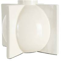 Mauna lampe de table en céramique de forme géométrique blanc et abat-jour lin