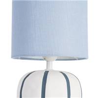 Suria lampe de table en céramique blanc et bleu grand abat-jour tissu H43cm