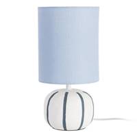 Suria lampe de table en céramique blanc et bleu grand abat-jour tissu H43cm