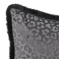 Kay coussin en velours motif léopard gris 45x45