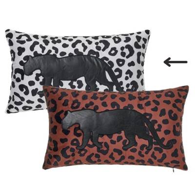 Fauve coussin en velours léopard 50x30 blanc