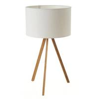 Bayah lampe trpied en bambou et abat-jour blanc