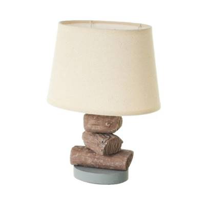 Kaya lampe ciment effet bois et abat-jour lin