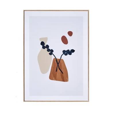 Cotton tableau imprimé motif fleurs boucles 51x71cm