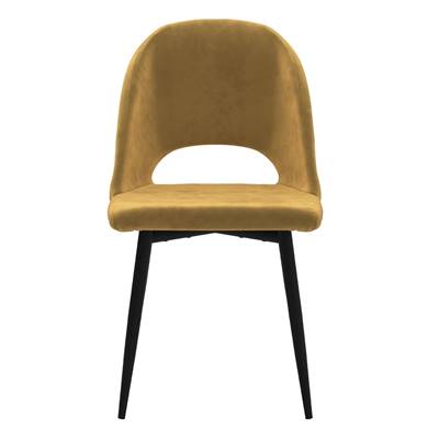 Fenton chaise en velours jaune et pieds en métal noir