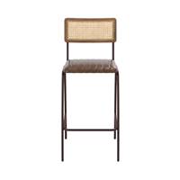 Natsu tabouret de bar en cannage cuir et métal marron H76cm