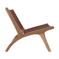 Essa fauteuil en teck et cuir lisse marron
