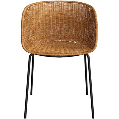 Zole chaise en résine tressée pieds métal noir