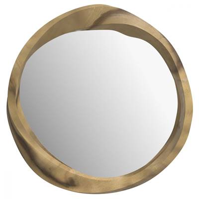 Marley miroir rond en bois de suar ondulé