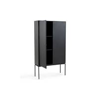 Cyril armoire 2 portes métal et cuir noir