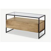 Kilby meuble TV bois de manguier clair et verre