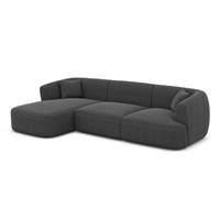 Gankeri canapé d'angle gauche en tissu texturé gris anthracite