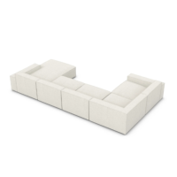 Stacele canapé panoramique d'angle droit en tissu bouclé blanc