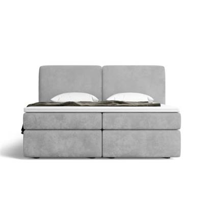 Bolabi lit boxspring 160x200 en velours gris clair