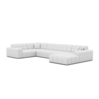 Lodce canapé panoramique angle droit en cuir blanc