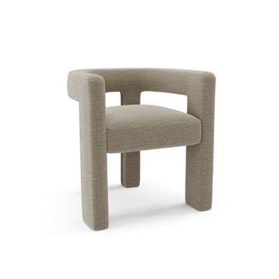 Celia fauteuil de table en tissu tramé taupe