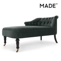 Bouji méridienne d'angle droit velours gris nuit