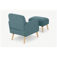 Elvi fauteuil et repose-pieds bleu sorbet