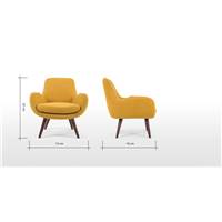 Moby fauteuil jaune d'or et bois teinté foncé