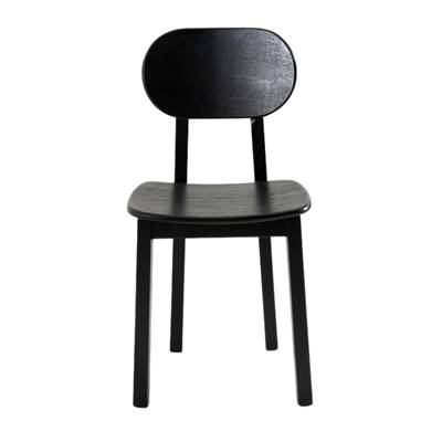 Mona chaise noire en frêne dossier oval horizontal