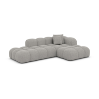 Cotton canapé salon angle droit en tissu texturé gris clair