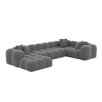 Cotton canapé panoramique angle gauche en velours gris foncé