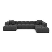 Cotton canapé panoramique d'angle gauche en tissu texturé gris anthracite