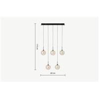 Masako suspension LED 5 ampoules verre champagne et opale