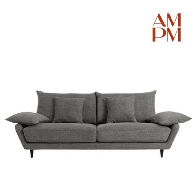 Coline canapé 3 places coton/lin gris anthracite