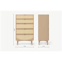Emmi commode haute caramel et rotin