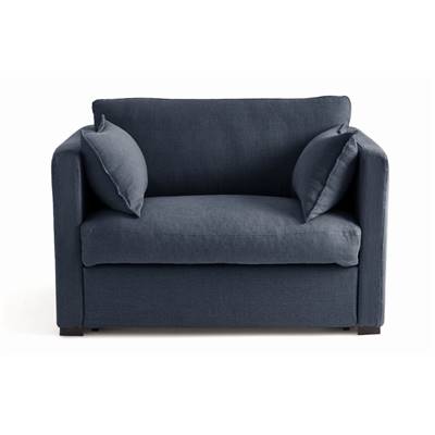Lenita canapé convertible coton-lin bleu nuit