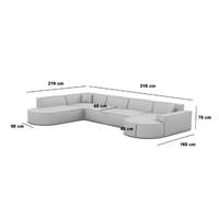 Onys canapé panoramique angle droit en tissu texturé beige