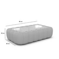 Ralia table basse rectangulaire en tissu texturé gris anthracite et verre