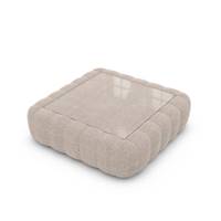 Quare table basse carrée en tissu texturé beige et verre