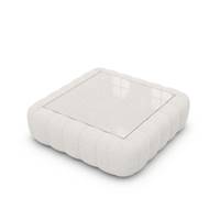Raso table basse carrée en tissu bouclé blanc avec plateau en verre