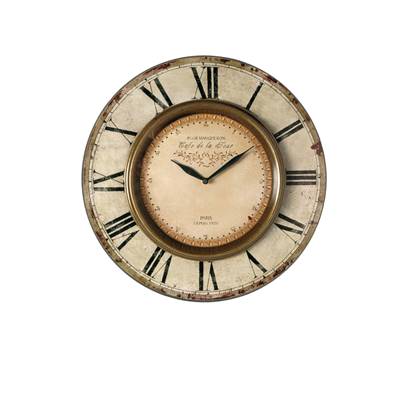 Romantic pendule vintage "café de la tour" beige et noir Ø38,5cm