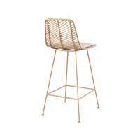 Capurgana tabouret de bar mi-hauteur en rotin naturel et beige