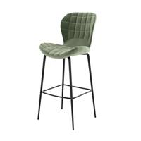 Lotus chaise de bar verte en velours matelassé H75