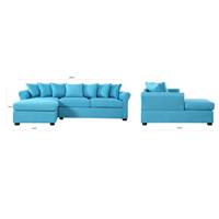 Aledy canapé d'angle gauche tissu bleu lagon